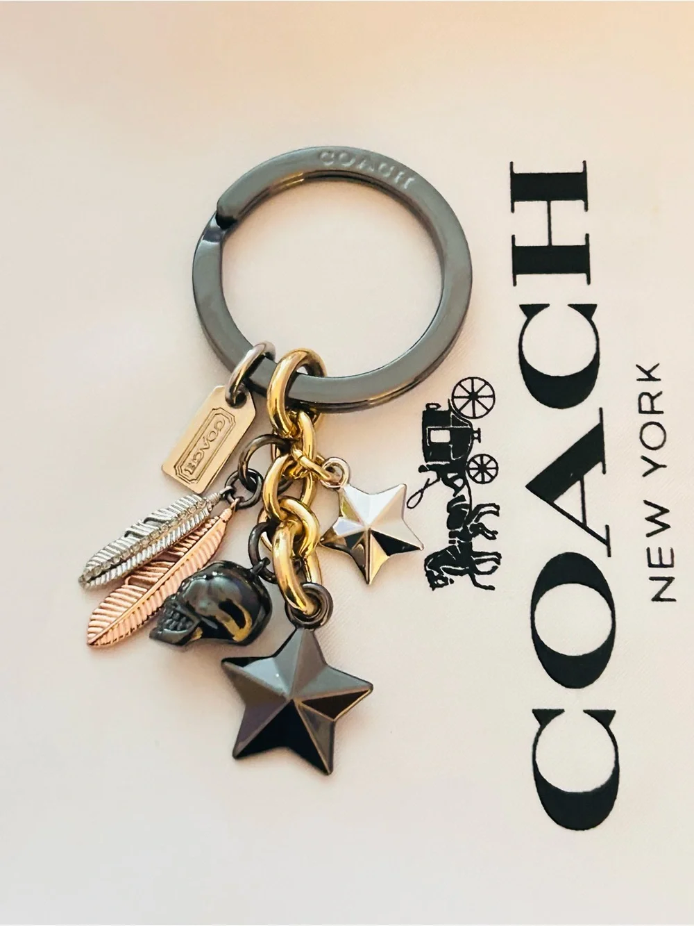 EXTREMELY RARE Coach Charm Skull, Feather, Star, And Tag Keychain/ Bag Charm